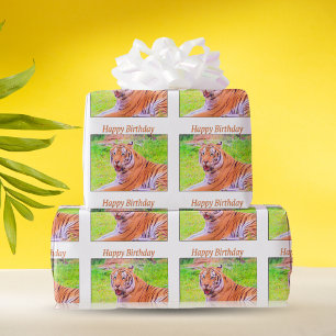 Geburtstags-Geschenkpapier mit sibirischem Tiger i Geschenkpapier