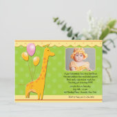 Geburtstags-Giraffe-Foto Einladung (Stehend Vorderseite)