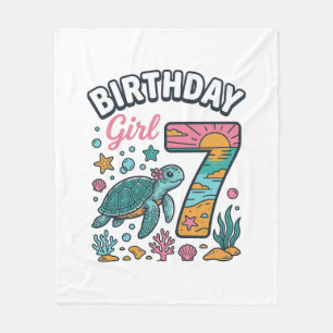 Geburtstags-Girl Meeresschildkröte 7. Geburtstag V Fleecedecke