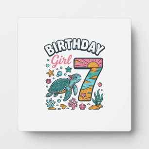 Geburtstags-Girl Meeresschildkröte 7. Geburtstag V Fotoplatte