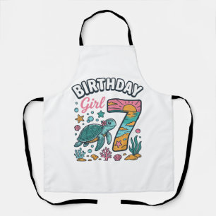 Geburtstags-Girl Meeresschildkröte 7. Geburtstag V Schürze
