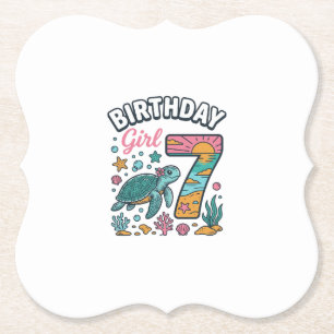 Geburtstags-Girl Meeresschildkröte 7. Geburtstag V Untersetzer