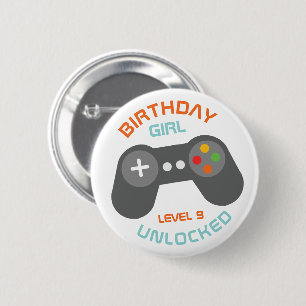 Geburtstags-Girl-Videospiele - Thema-Party Button