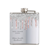 Geburtstags-Glitzer Silbergoldene Rose Flachmann (Rückseite)