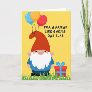 Geburtstags-Gnom-Puns mit Ballons und Geschenk Karte