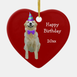 Geburtstags-golden retriever-Andenken-Verzierung Keramik Ornament
