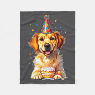 Geburtstags-Golden-Retriever, Party-Hund Fleecedecke