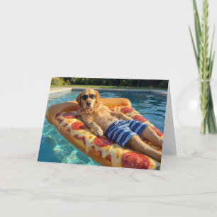 Geburtstags-Golden-Retriever schwimmt im Pool Karte