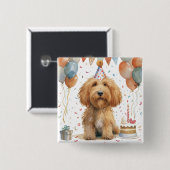 Geburtstags-Goldendoodle-Hund Button (Vorne & Hinten)