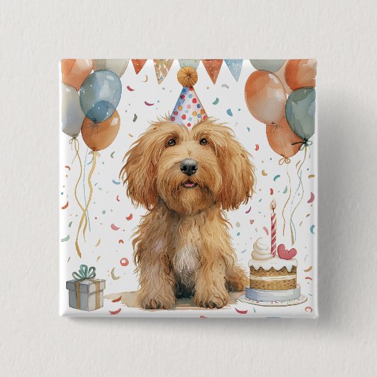 Geburtstags-Goldendoodle-Hund Button (Vorderseite)