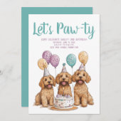 Geburtstags Goldendoodle Hunde Geburtstagstorte Einladung (Vorne/Hinten)