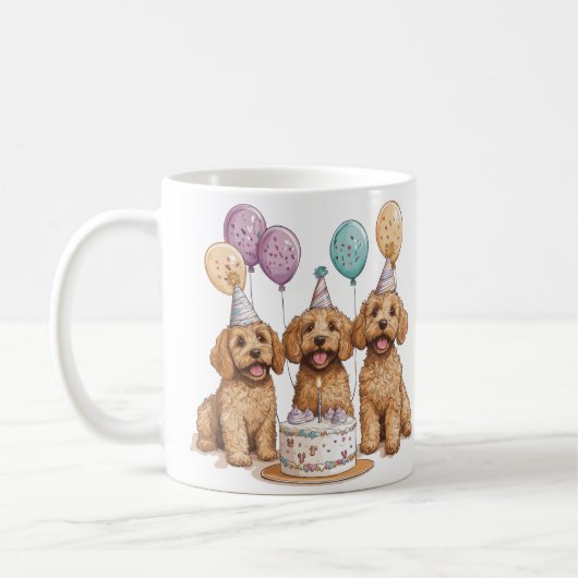 Geburtstags Goldendoodle Hunde Geburtstagstorte Kaffeetasse (Links)