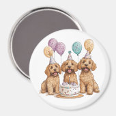 Geburtstags Goldendoodle Hunde Geburtstagstorte Magnet (Vorderseite/Rückseite)