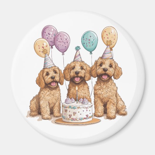 Geburtstags Goldendoodle Hunde Geburtstagstorte Magnet (Vorne)