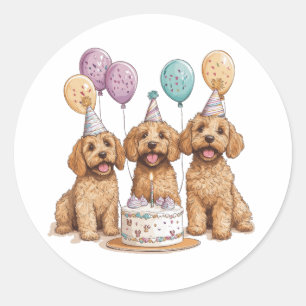 Geburtstags Goldendoodle Hunde Geburtstagstorte Runder Aufkleber