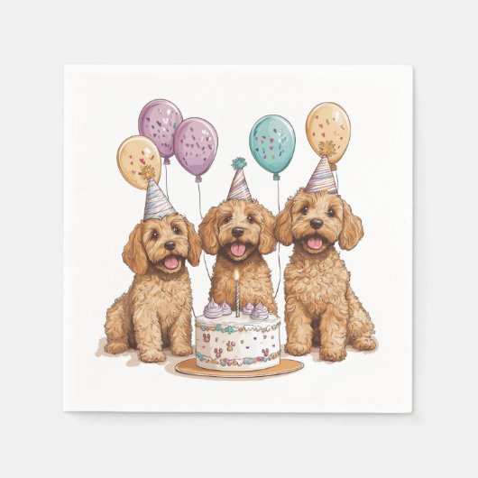 Geburtstags Goldendoodle Hunde Geburtstagstorte Serviette (Vorderseite)