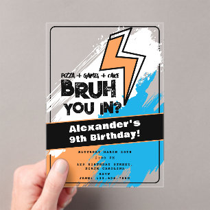 Geburtstags-Graffiti Orange Blau Cool für Bruh Boy Acryleinladungen