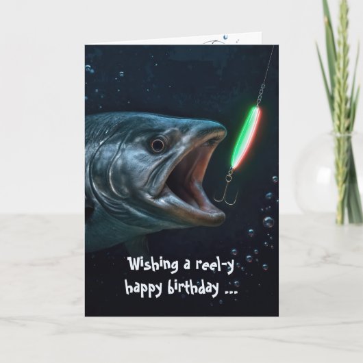 Geburtstags-Großfisch mit Neon-Köder Karte (Vorderseite)