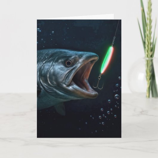 Geburtstags-Großfisch mit Neonköder Karte (Vorderseite)