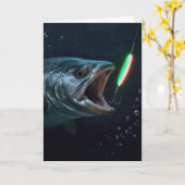 Geburtstags-Großfisch mit Neonköder Karte (Gelbe Blume)