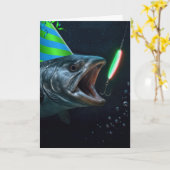 Geburtstags-Großfisch mit Neonköder Karte (Gelbe Blume)