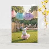 Geburtstags-Hase mit rosa Tutu Karte (Gelbe Blume)