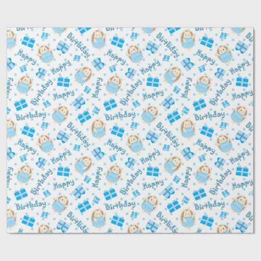 Geburtstags-Igel Geschenkpapier (Flach)