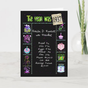 Geburtstags-Jahr-Spaß-Lappalien-Tatsachen 1937 Karte