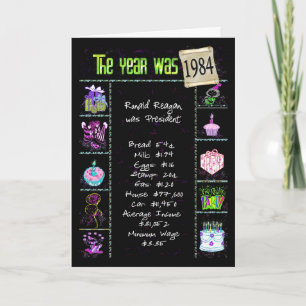 Geburtstags-Jahr-Spaß-Lappalien-Tatsachen 1984 Karte