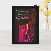 Geburtstags-Jazz, Saxophon Karte (Gelbe Blume)