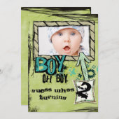 Geburtstags-Jungen-Party laden ein Einladung (Vorne/Hinten)