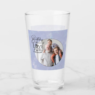 Geburtstags-Kalligrafie-Fotodesign für den Schwieg Glas