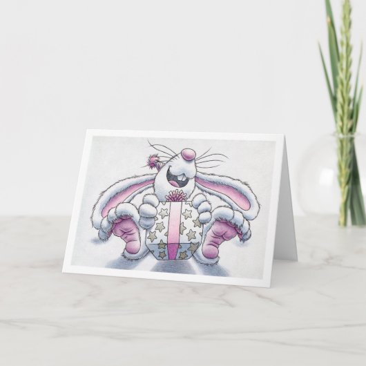 Geburtstags-Kaninchen Karte (Vorderseite)