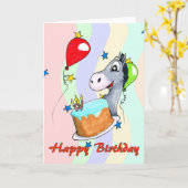 Geburtstags-Karte - glücklicher Esel Karte (Gelbe Blume)