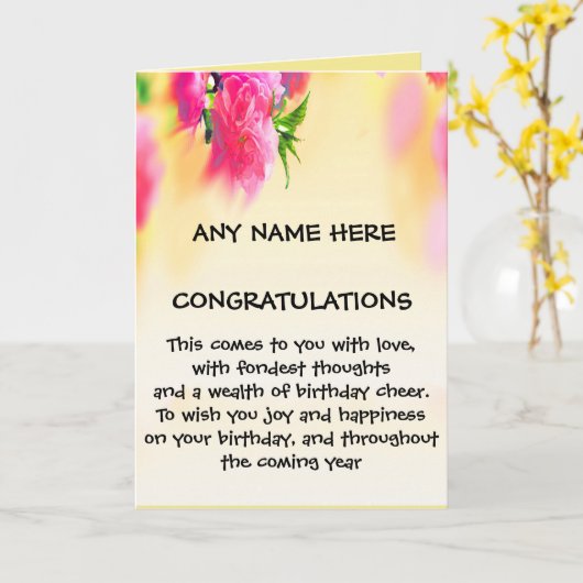 GEBURTSTAGS-KARTE KARTE (Gelbe Blume)