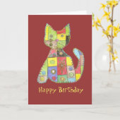 Geburtstags-Karte mit Patchworkkatze Karte (Gelbe Blume)