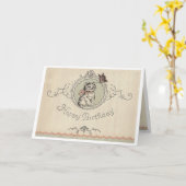 Geburtstags-Katze! Karte (Gelbe Blume)