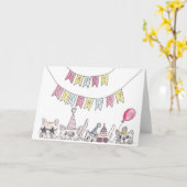 Geburtstags-Katzen Karte (Gelbe Blume)