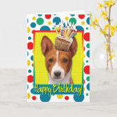 Geburtstags-kleiner Kuchen - Basenji Karte (Gelbe Blume)