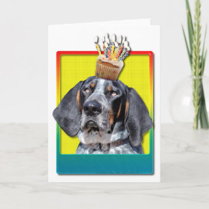 Geburtstags-kleiner Kuchen - Bluetick Coonhound - Karte
