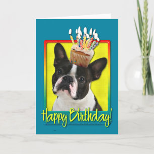 Geburtstags-kleiner Kuchen - Boston Terrier Karte