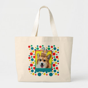 Geburtstags-kleiner Kuchen - Corgi - Owen Jumbo Stoffbeutel