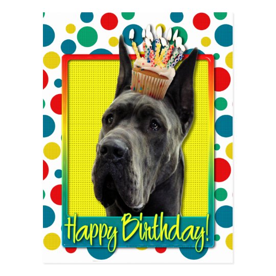 Geburtstags Kleiner Kuchen Deutsche Dogge Grau Postkarte Zazzle De