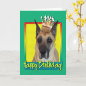 Geburtstags-kleiner Kuchen - Deutsche Dogge Karte (Gelbe Blume)