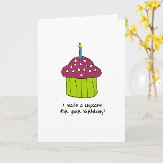 Geburtstags-kleiner Kuchen Karte (Gelbe Blume)