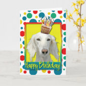 Geburtstags-kleiner Kuchen - Saluki Karte (Gelbe Blume)