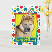 Geburtstags-kleiner Kuchen - sibirischer Husky - Karte (Gelbe Blume)