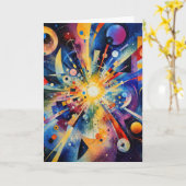 Geburtstags-Kosmisches-Geometrisches-Explosion-Abs Karte (Gelbe Blume)