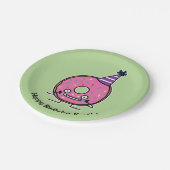 Geburtstags-Krapfenrosazuckerglasur besprüht Pappteller (Schrägansicht)