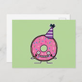 Geburtstags-Krapfenrosazuckerglasur besprüht Postkarte (Vorne/Hinten)